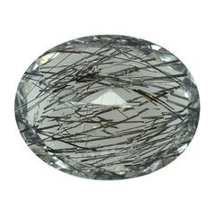 BLACK RUTILE QUARTZ (MANY RUTILE) (TRANSPARENT)(SI) CUT OVAL 10.00X8.00 MM 2.45 Cts.