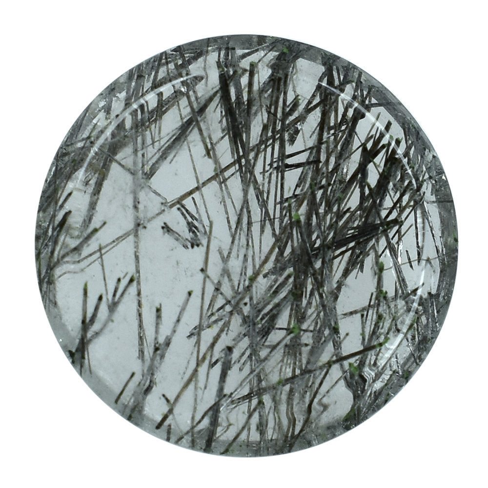 BLACK RUTILE QUARTZ (MANY RUTILE) (SI) ROUND PLATES 10.00X10.00 MM 1.84 Cts.