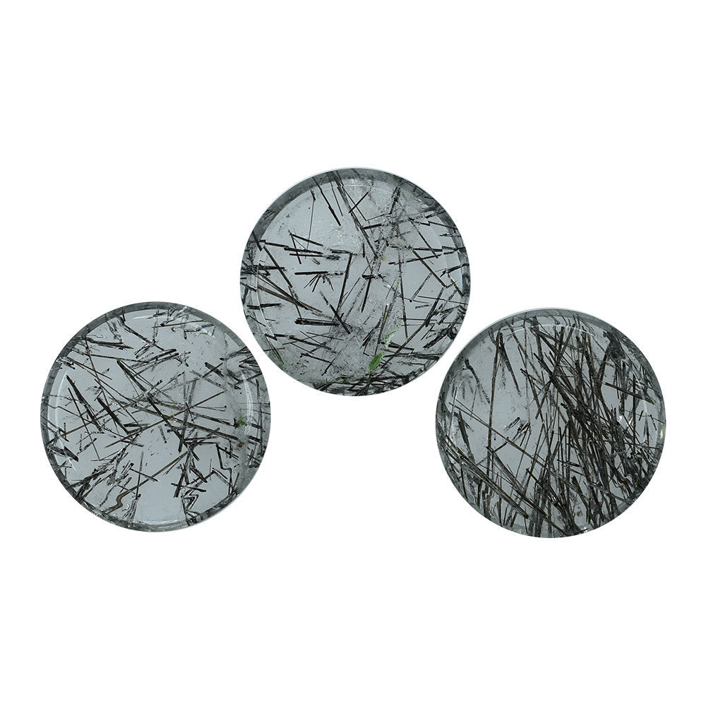 BLACK RUTILE QUARTZ (MANY RUTILE) (SI) ROUND PLATES 10.00X10.00 MM 1.84 Cts.