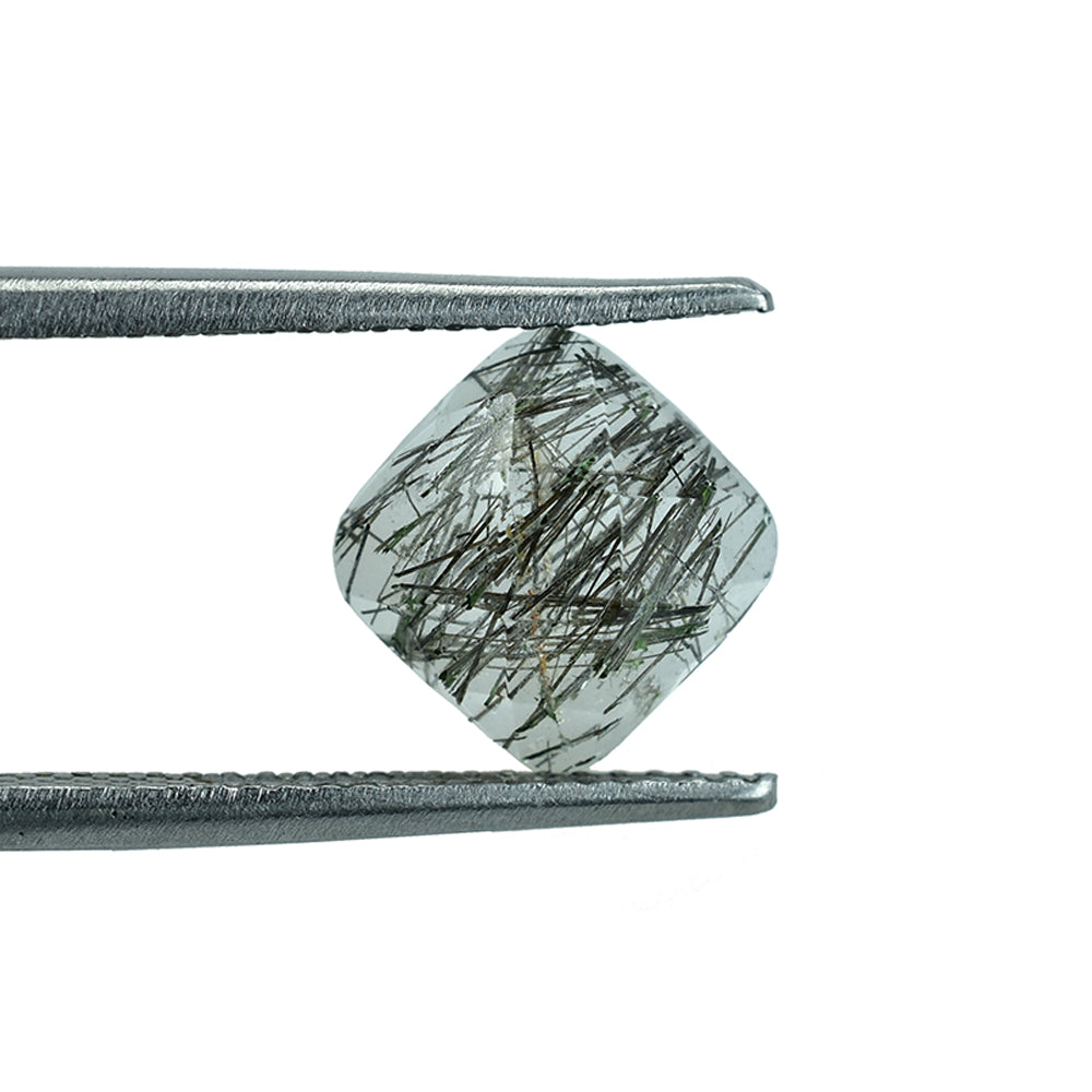 BLACK RUTILE QUARTZ MANY RUTILE (MILKY) CUT CUSHION 8.00X8.00 MM 1.91 Cts.