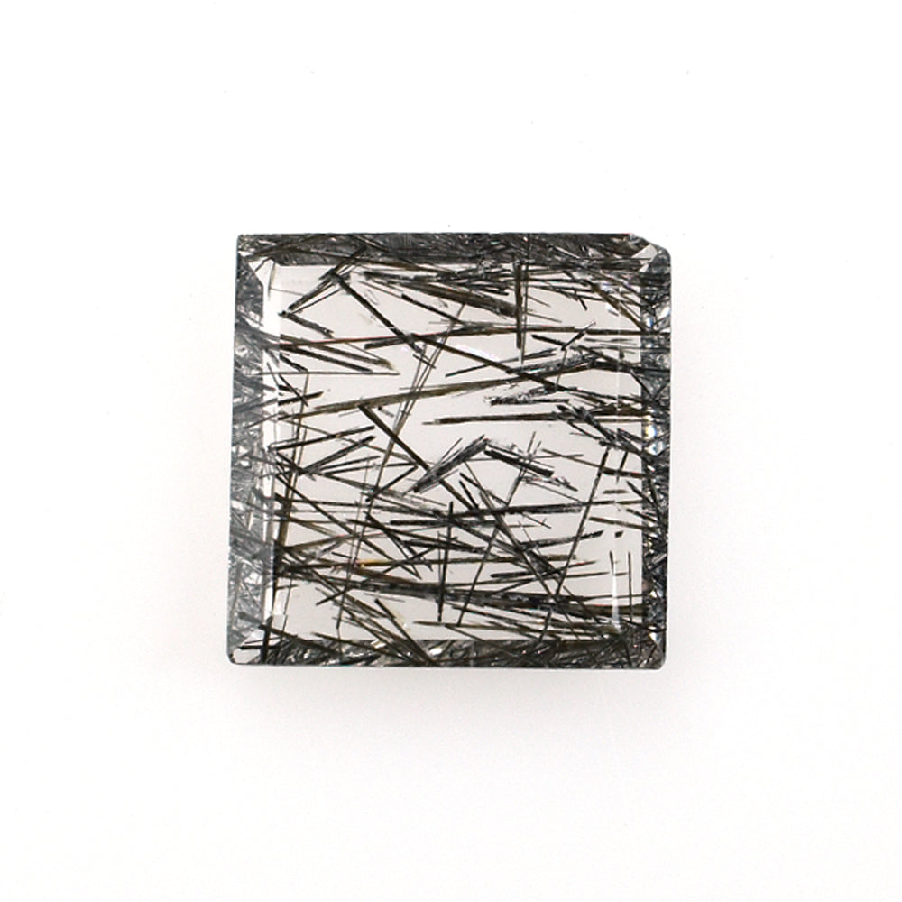 BLACK RUTILE QUARTZ (MANY RUTILE) (TRANSPARENT)(CLEAN) PLAIN SQUARE 10.00X10.00 MM 2.10 Cts.