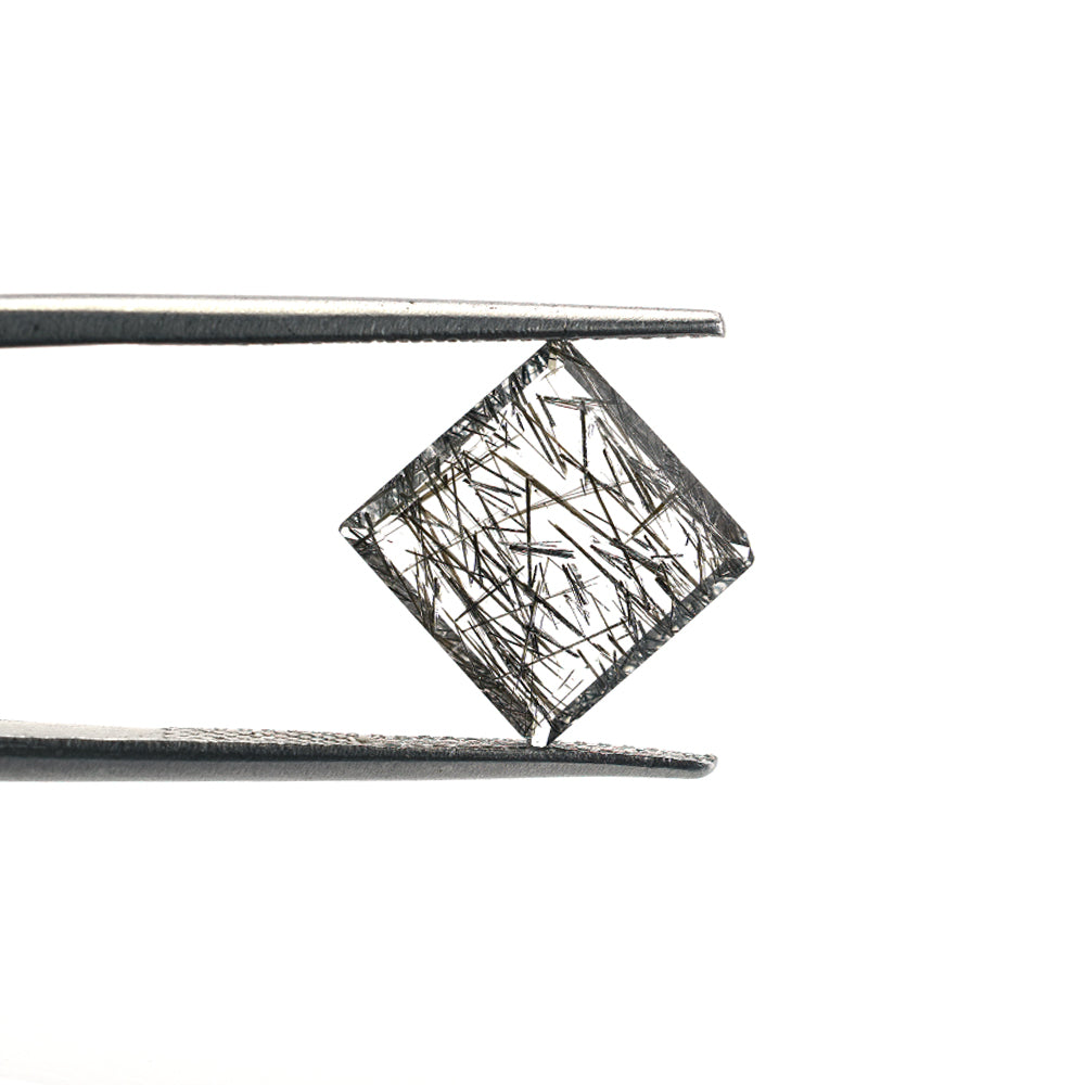 BLACK RUTILE QUARTZ (MANY RUTILE) (TRANSPARENT)(CLEAN) PLAIN SQUARE 10.00X10.00 MM 2.10 Cts.