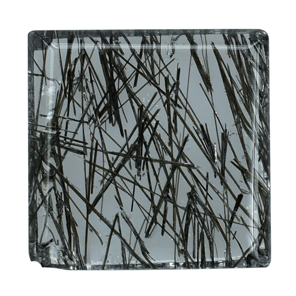 BLACK RUTILE QUARTZ (MANY RUTILE) (TRANSPARENT)(CLEAN) PLAIN SQUARE 10.00X10.00 MM 2.10 Cts.