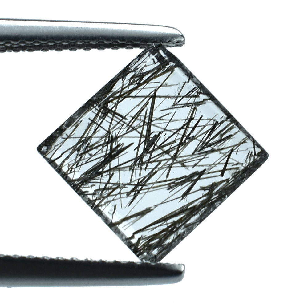 BLACK RUTILE QUARTZ (MANY RUTILE) (TRANSPARENT)(CLEAN) PLAIN SQUARE 10.00X10.00 MM 2.10 Cts.