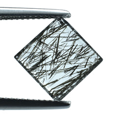 BLACK RUTILE QUARTZ (MANY RUTILE) (TRANSPARENT)(CLEAN) PLAIN SQUARE 10.00X10.00 MM 2.10 Cts.