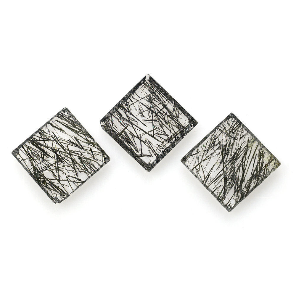 BLACK RUTILE QUARTZ (MANY RUTILE) (TRANSPARENT)(CLEAN) PLAIN SQUARE 10.00X10.00 MM 2.10 Cts.