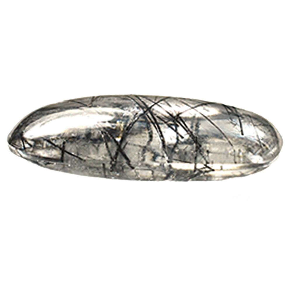 BLACK RUTILE QUARTZ (SOME RUTILE)(TRANSPARENT)(SI) PLAIN LENTIL CUSHION 24.00X24.00 MM 27.65 Cts.