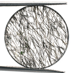 BLACK RUTILE QUARTZ (MANY RUTILE) (TRANSPARENT) PLAIN ROUND PLATES 20.00X20.00 MM 7.58 Cts.