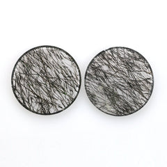 BLACK RUTILE QUARTZ (MANY RUTILE) (TRANSPARENT) PLAIN ROUND PLATES 20.00X20.00 MM 7.58 Cts.
