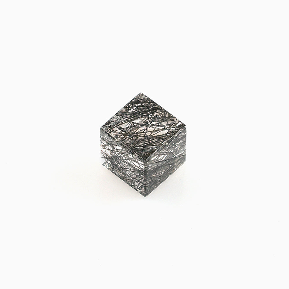 BLACK RUTILE QUARTZ (MANY RUTILE) (TRANSPARENT) PLAIN SQUARE 6.00X6.00 MM 2.72 Cts.