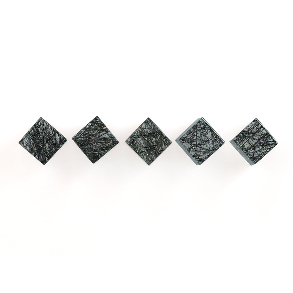 BLACK RUTILE QUARTZ (MANY RUTILE) (TRANSPARENT) PLAIN SQUARE 6.00X6.00 MM 2.72 Cts.
