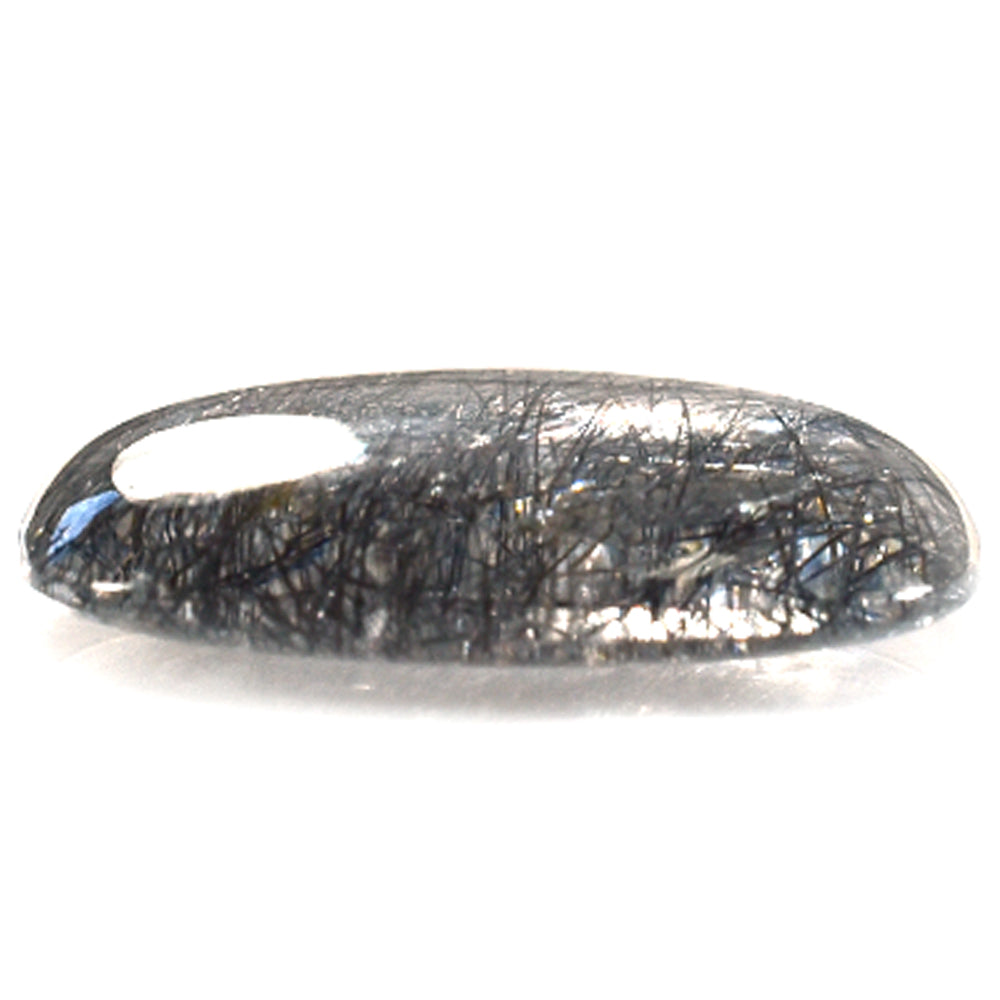 BLACK RUTILE QUARTZ (MANY RUTILE) (TRANSPARENT) PLAIN LENTIL CUSHION 24.00X24.00 MM 28.93 Cts.