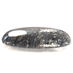 BLACK RUTILE QUARTZ (MANY RUTILE) (TRANSPARENT) PLAIN LENTIL CUSHION 24.00X24.00 MM 28.93 Cts.