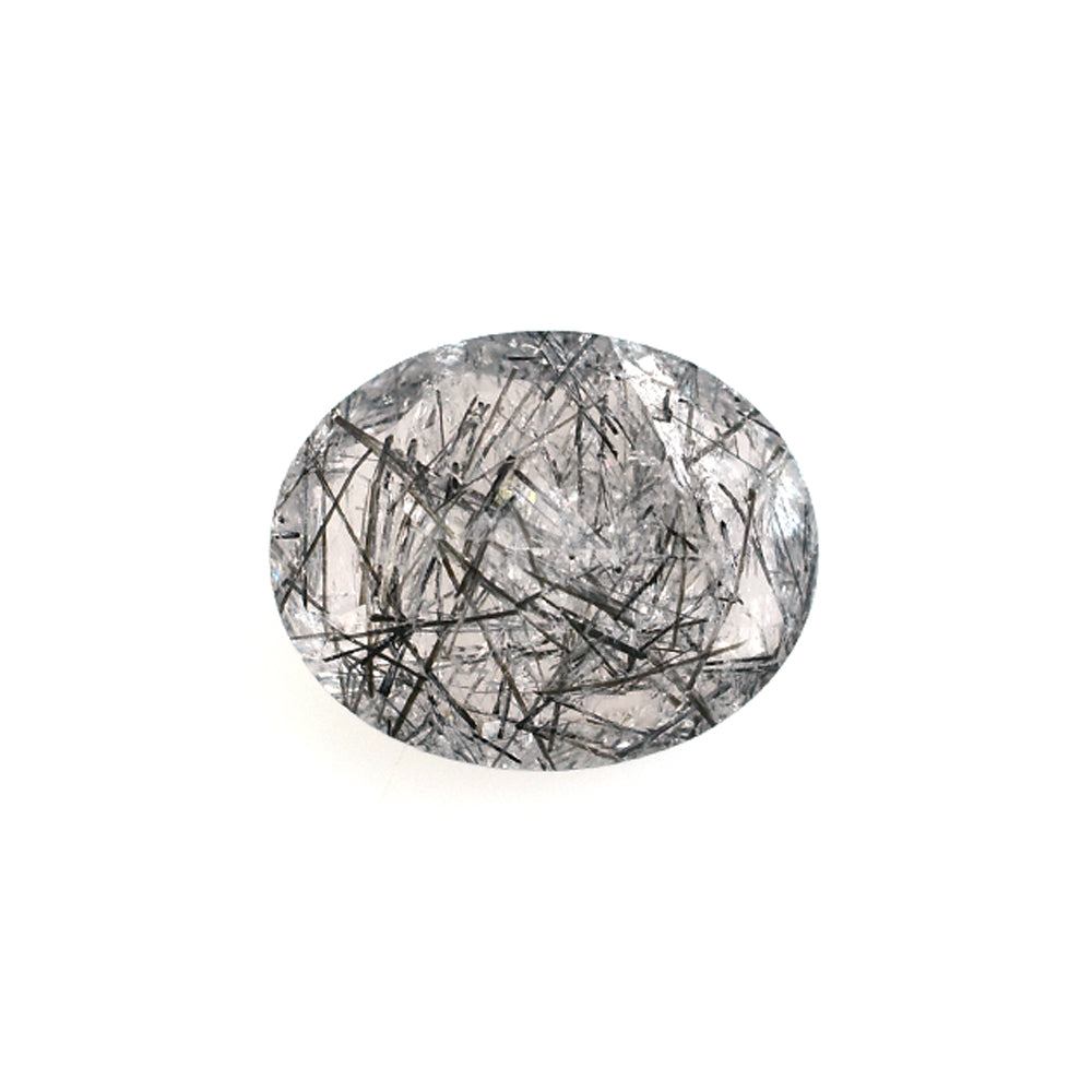 BLACK RUTILE QUARTZ MANY RUTILE (MILKY) CUT OVAL 10.00X8.00 MM 2.43 Cts.