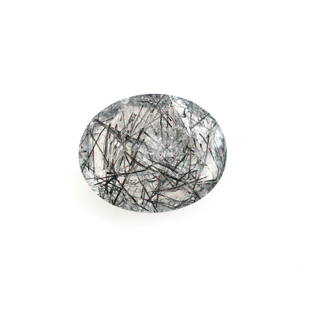 BLACK RUTILE QUARTZ MANY RUTILE (MILKY) CUT OVAL 10.00X8.00 MM 2.43 Cts.