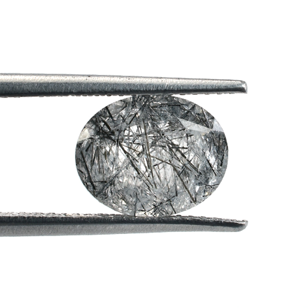 BLACK RUTILE QUARTZ MANY RUTILE (MILKY) CUT OVAL 10.00X8.00 MM 2.43 Cts.