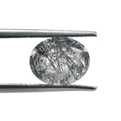 BLACK RUTILE QUARTZ MANY RUTILE (MILKY) CUT OVAL 10.00X8.00 MM 2.43 Cts.