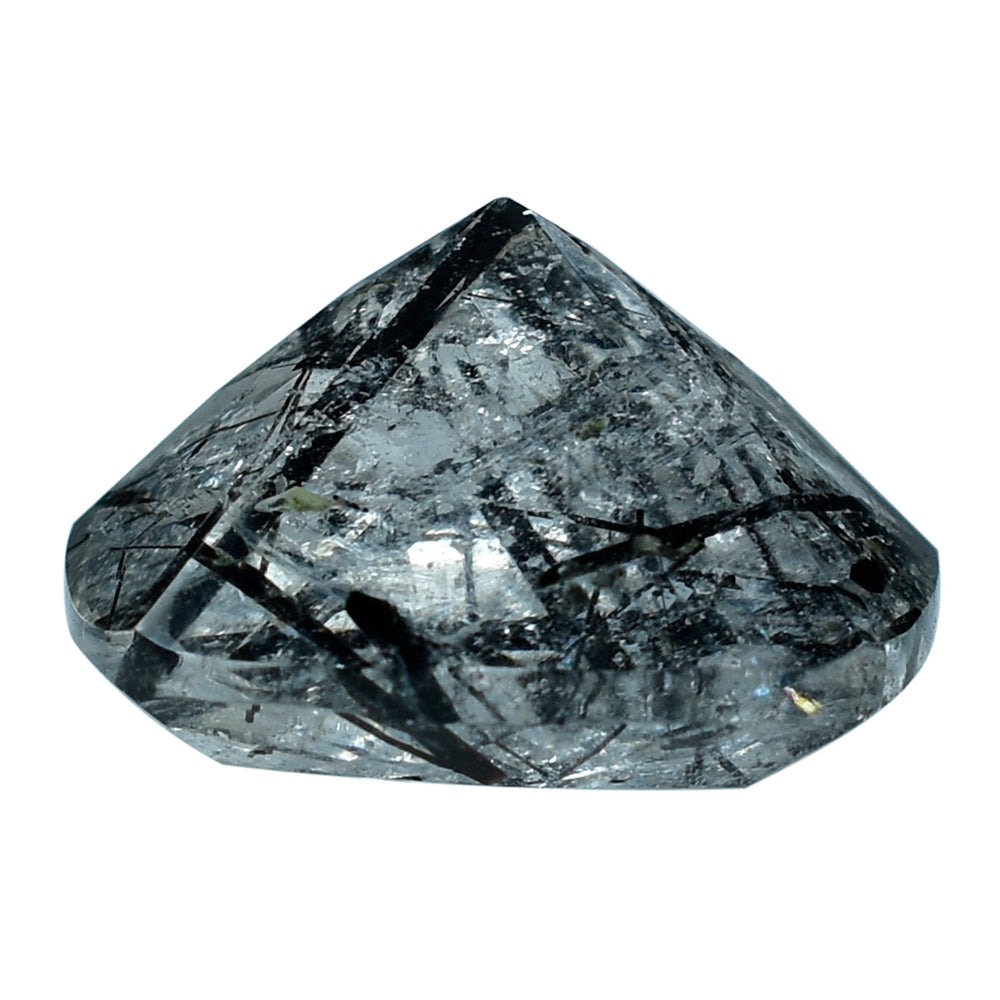 BLACK RUTILE QUARTZ CUT CUSHION 14MM  10.28 Cts.