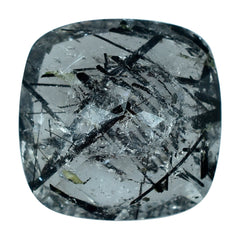 BLACK RUTILE QUARTZ CUT CUSHION 14MM  10.28 Cts.