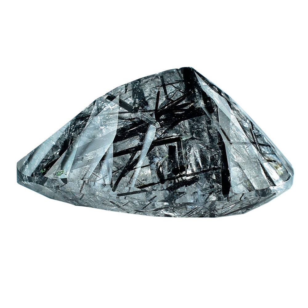 BLACK RUTILE QUARTZ CONCAVE CUT PEAR 20X15 MM  15.22 Cts.