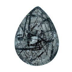 BLACK RUTILE QUARTZ CONCAVE CUT PEAR 20X15 MM  15.22 Cts.