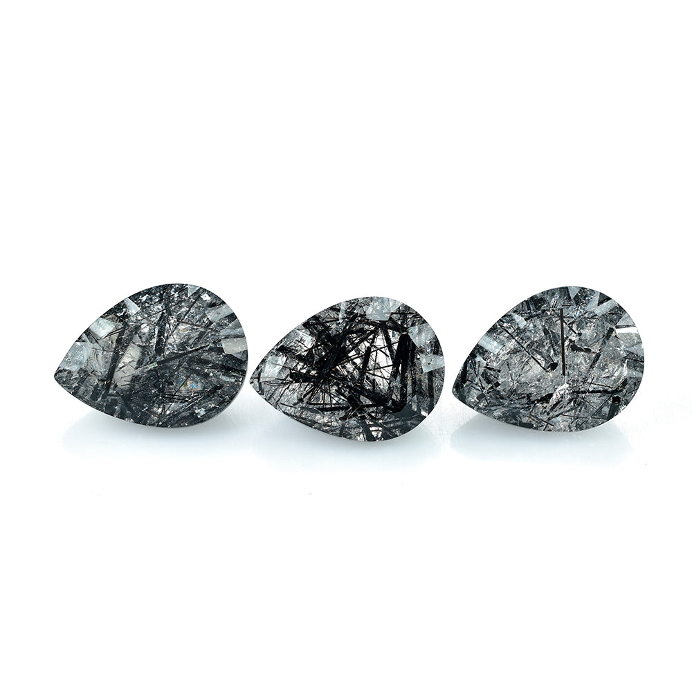 BLACK RUTILE QUARTZ CONCAVE CUT PEAR 20X15 MM  15.22 Cts.