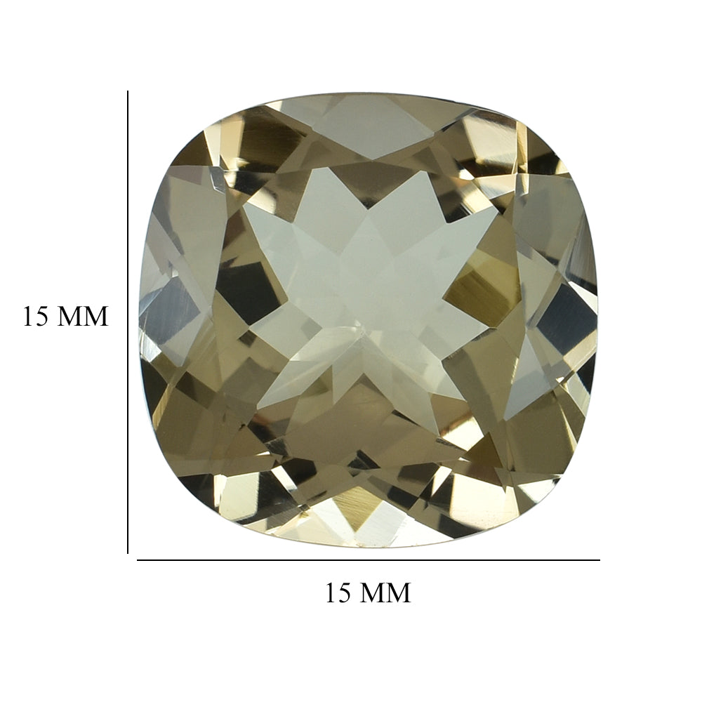 BROWN TOPAZ CUT CUSHION (MEDIUM/CLEAN) 15.00X15.00 MM 14.83 Cts.