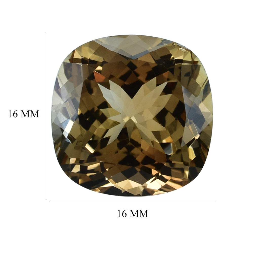 BROWN TOPAZ CUT CUSHION (MEDIUM/CLEAN) 16.00X16.00 MM 21.45 Cts.