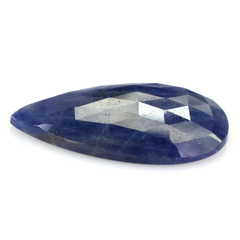 BLUE SAPPHIRE ROSE CUT PEAR CAB 26X16MM 15.60 Cts.
