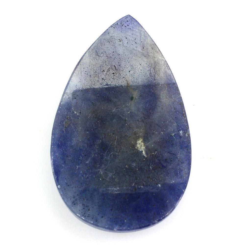 BLUE SAPPHIRE ROSE CUT PEAR CAB 26X16MM 15.60 Cts.