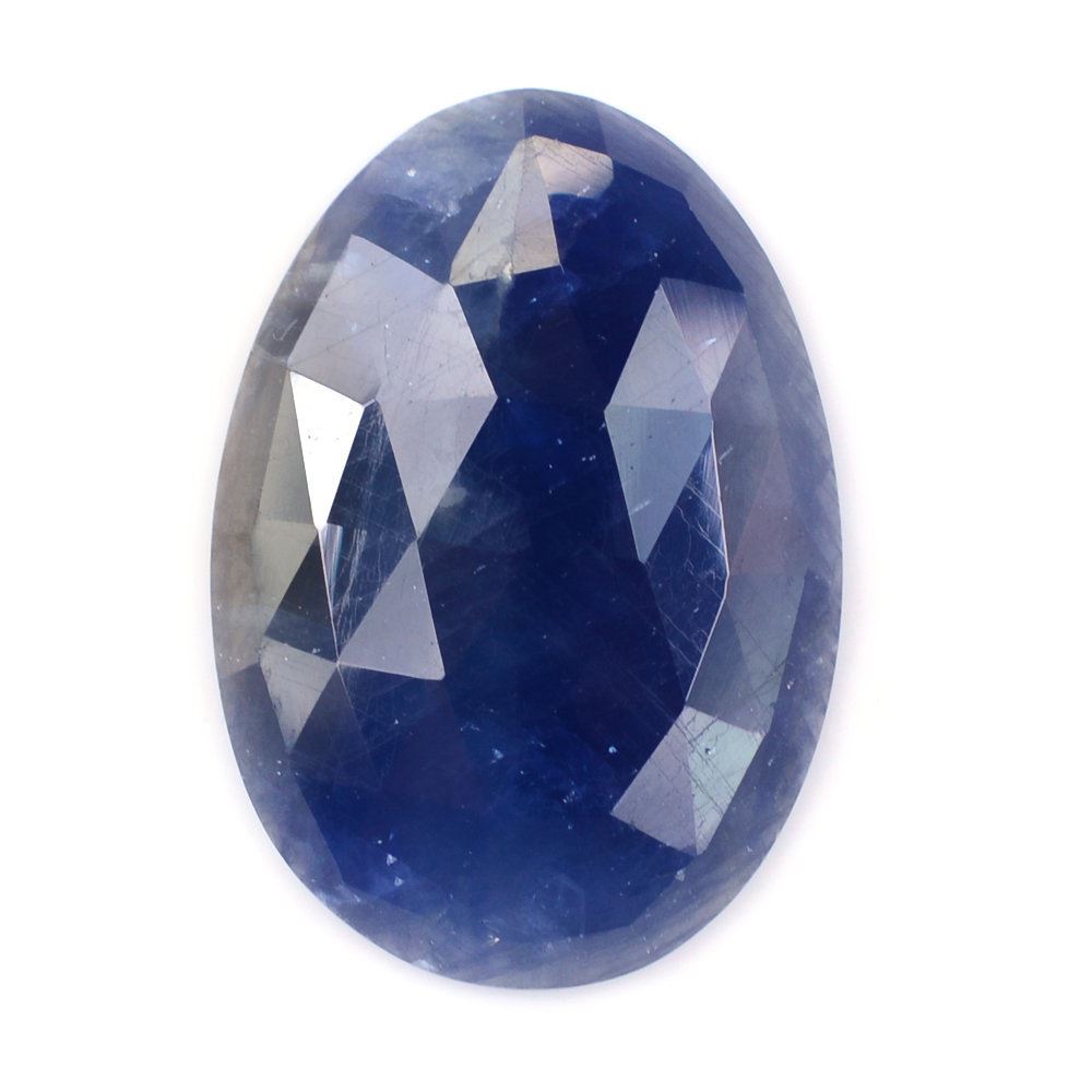 BLUE SAPPHIRE ROSE CUT IRREGULAR OVAL CAB 23X16MM 15.16 Cts.