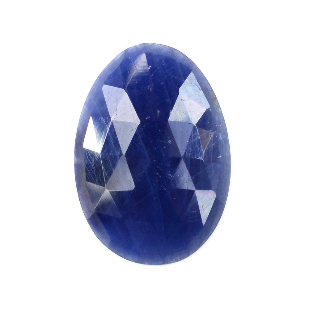 BLUE SAPPHIRE ROSE CUT IRREGULAR OVAL CAB 23X16MM 14.58 Cts.