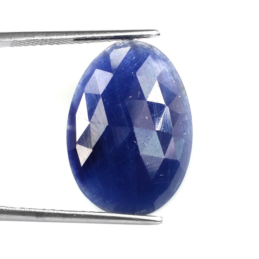 BLUE SAPPHIRE ROSE CUT IRREGULAR OVAL CAB 23X16MM 14.58 Cts.