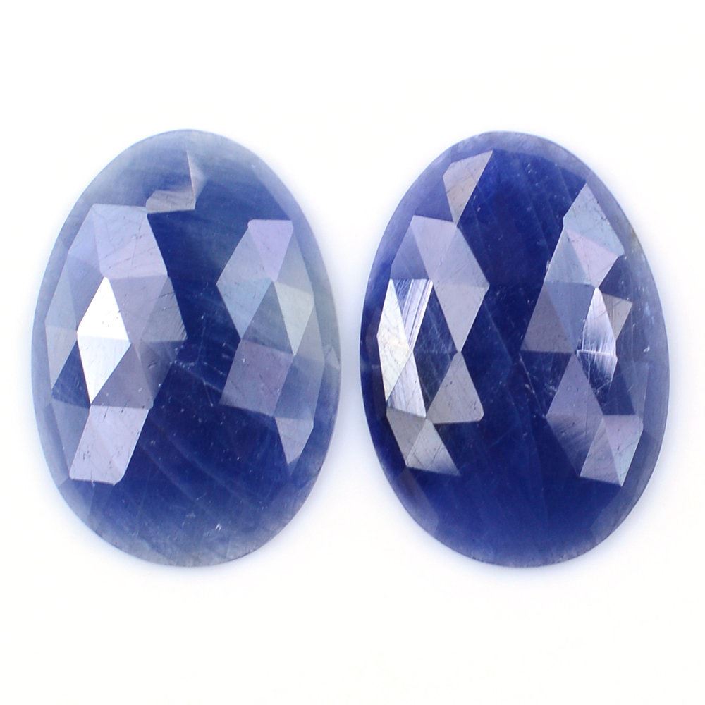 BLUE SAPPHIRE ROSE CUT IRREGULAR OVAL CAB 23X16MM 14.58 Cts.