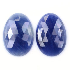 BLUE SAPPHIRE ROSE CUT IRREGULAR OVAL CAB 23X16MM 14.58 Cts.