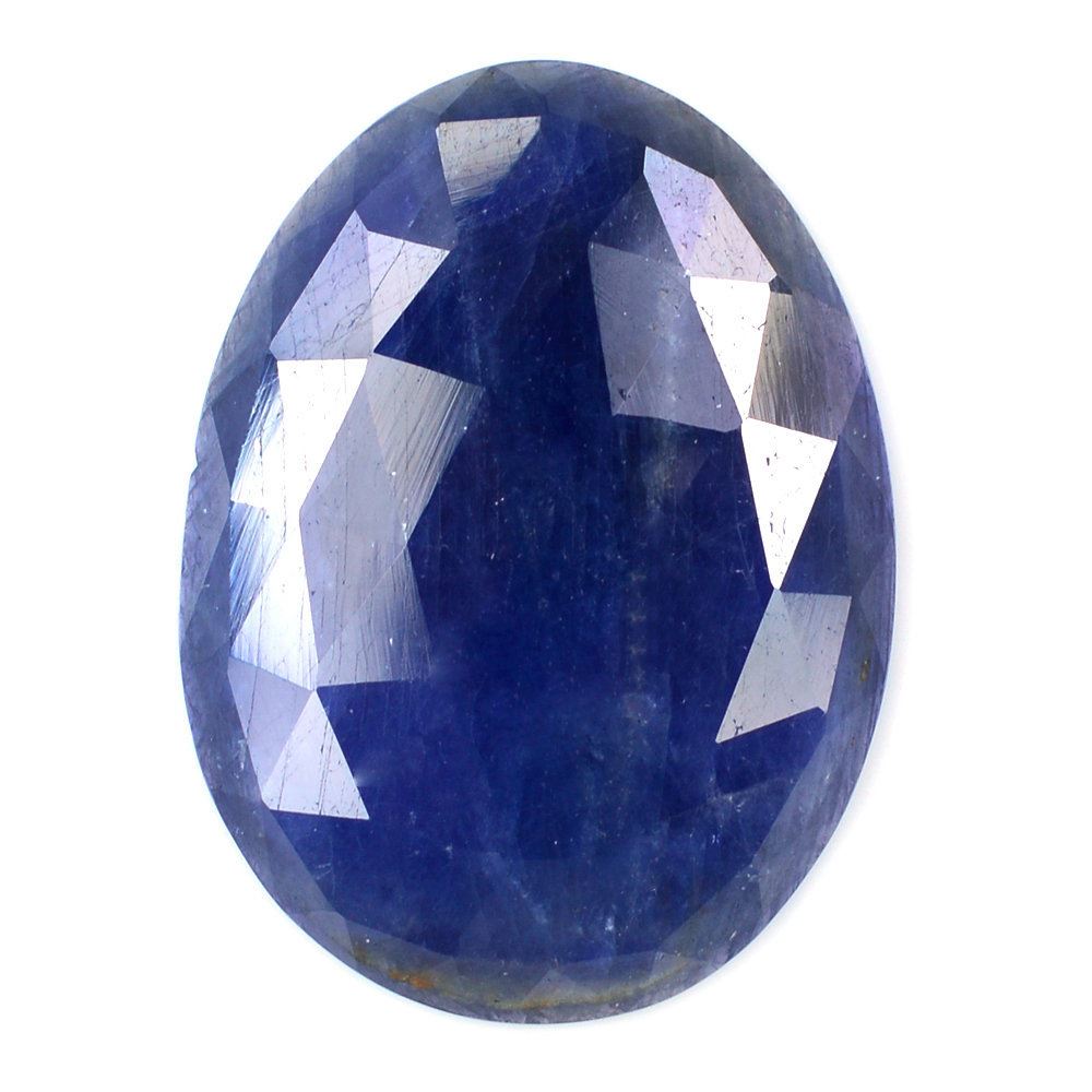 BLUE SAPPHIRE ROSE CUT IRREGULAR OVAL CAB 27X20MM 23.45 Cts.