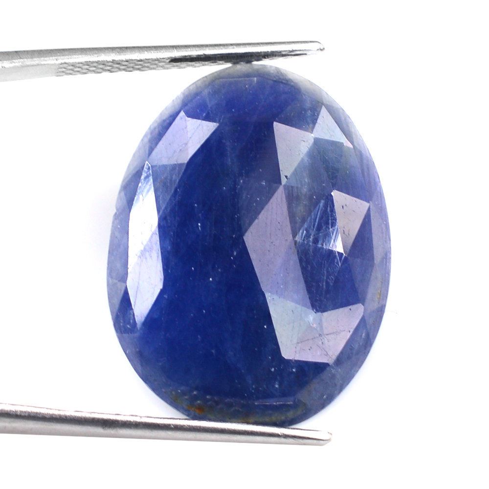 BLUE SAPPHIRE ROSE CUT IRREGULAR OVAL CAB 27X20MM 23.45 Cts.