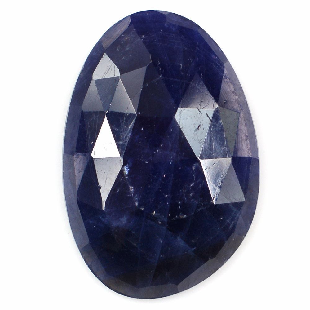 BLUE SAPPHIRE ROSE CUT IRREGULAR PEARISH CAB 19X13MM 9.15 Cts.