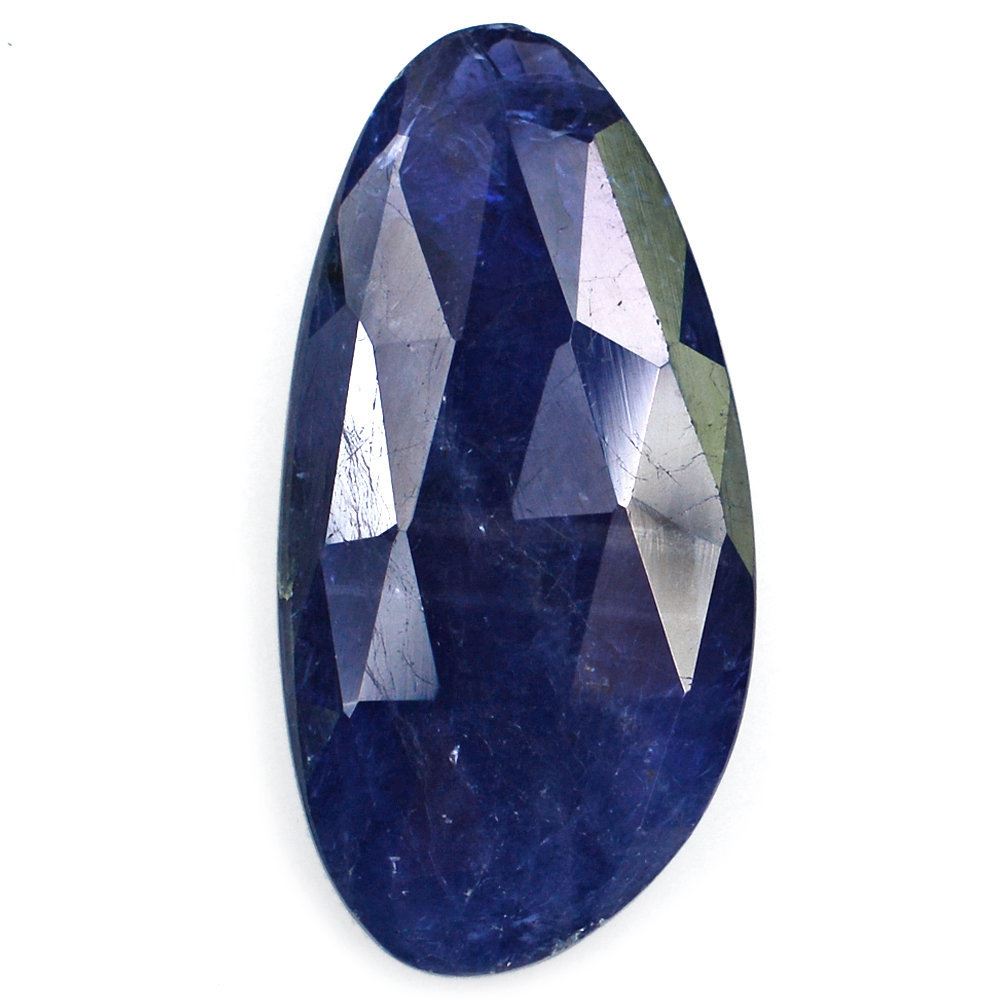 BLUE SAPPHIRE ROSE CUT IRREGULAR BRIOLETTE PEARISH 22X11MM 9.84 Cts.