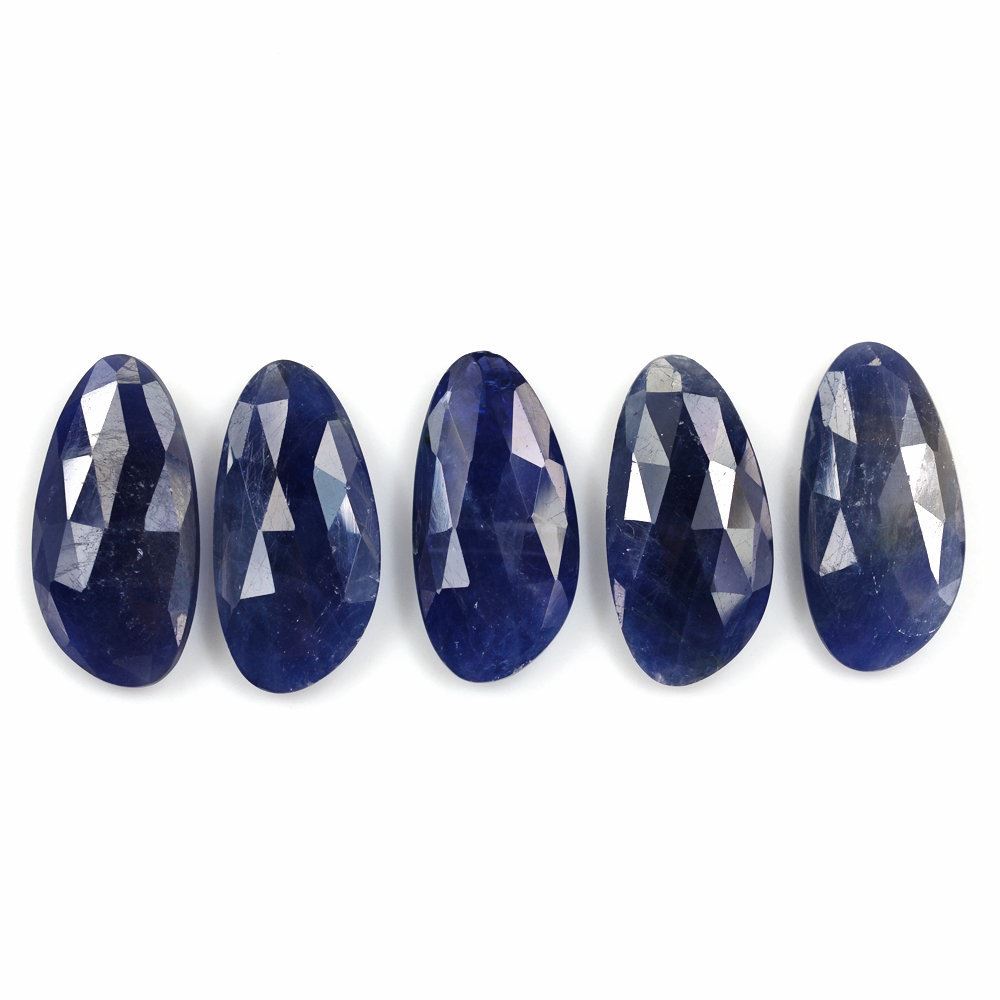 BLUE SAPPHIRE ROSE CUT IRREGULAR BRIOLETTE PEARISH 22X11MM 9.84 Cts.