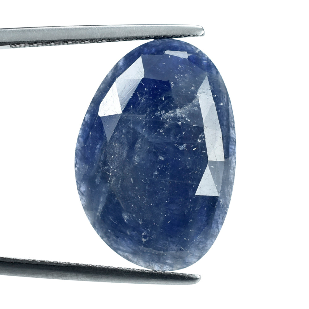 BLUE SAPPHIRE ROSE CUT IRREGULAR PEARISH CAB 23X16MM 15.67 Cts.