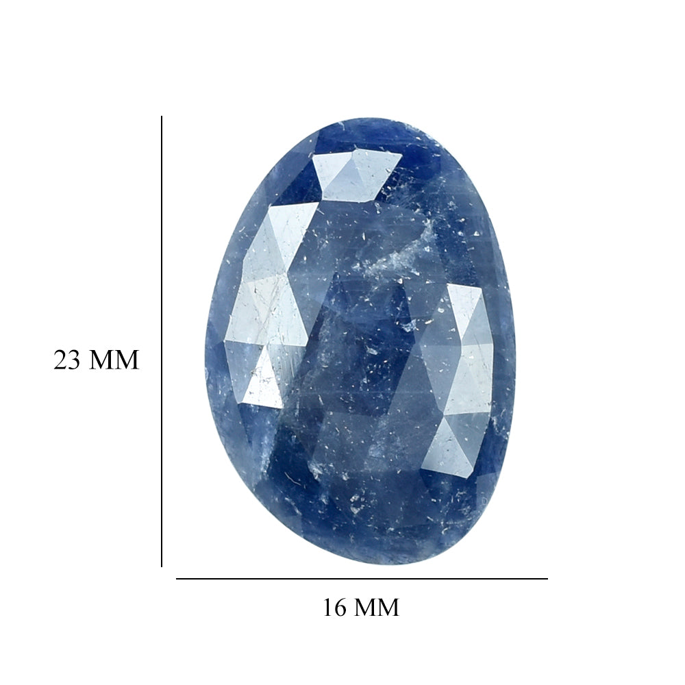 BLUE SAPPHIRE ROSE CUT IRREGULAR PEARISH CAB 23X16MM 15.67 Cts.