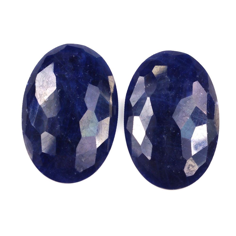 BLUE SAPPHIRE FOOTBALL CUT IRREGULAR CUT OVAL CAB 30X20MM 27.23 Cts.