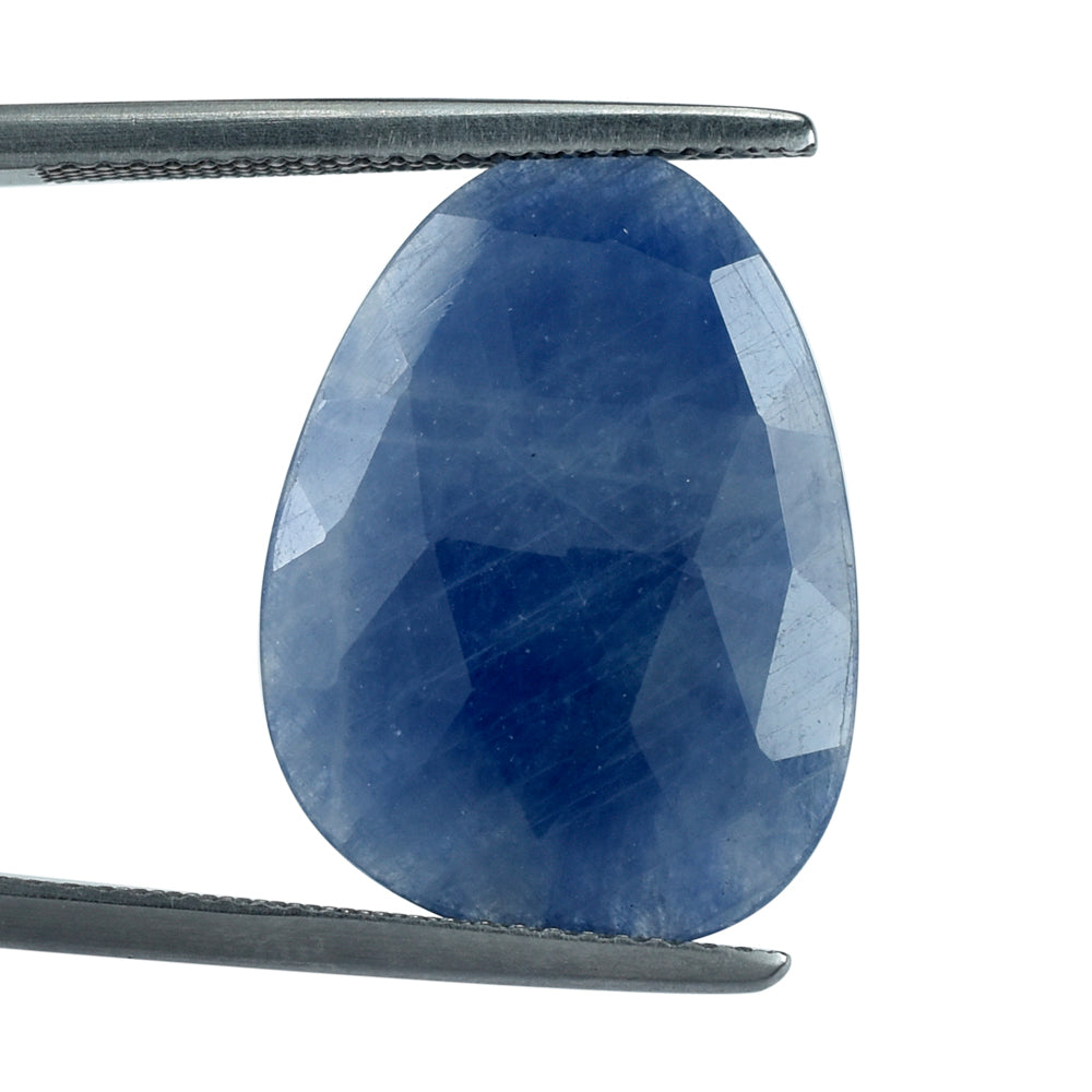 BLUE SAPPHIRE ROSE CUT BRIOLETTE IREGUALR PEARISH 20X15MM 11.85 Cts.