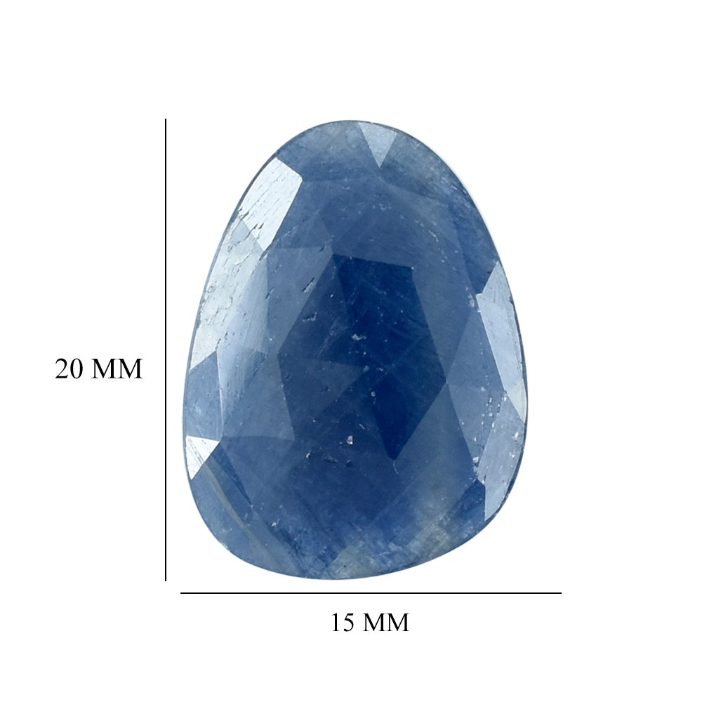 BLUE SAPPHIRE ROSE CUT BRIOLETTE IREGUALR PEARISH 20X15MM 11.85 Cts.
