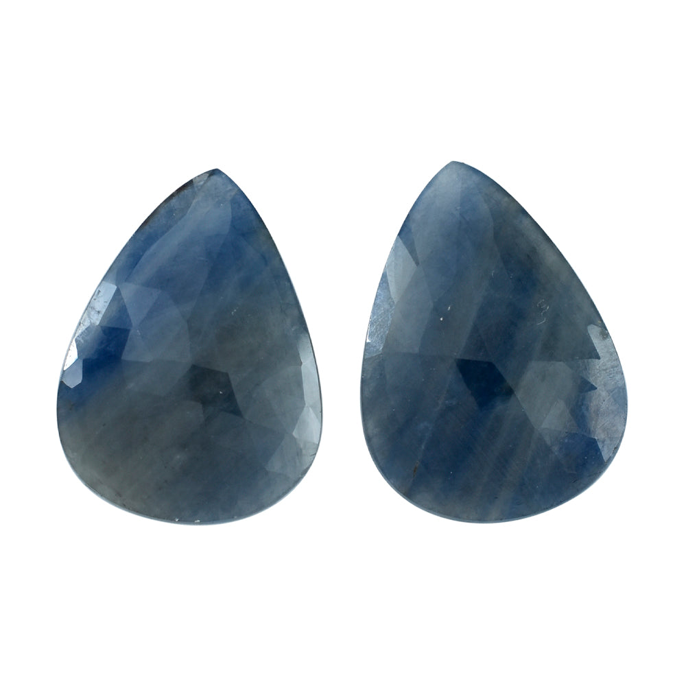 BLUE GREY SAPPHIRE ROSE CUT  PEAR CAB 24X20MM 17.45 Cts.