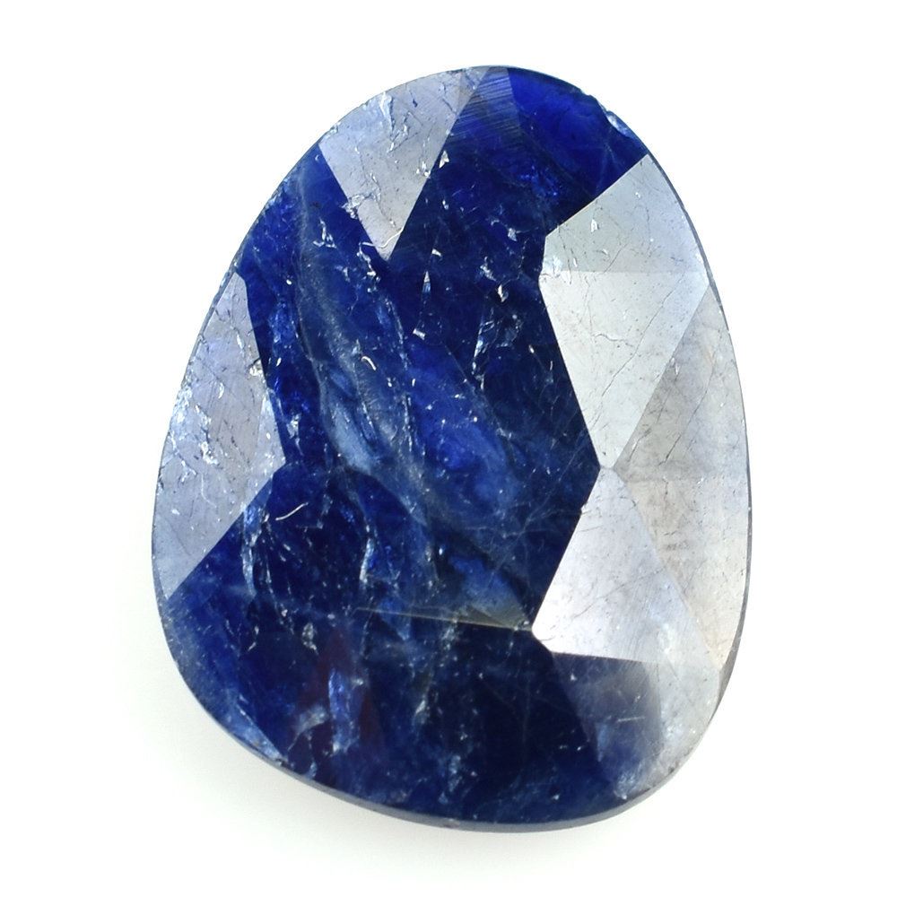BLUE SAPPHIRE ROSE CUT BRIOLETTE PEARISH 20X15MM 12.29 Cts.