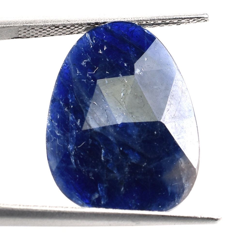 BLUE SAPPHIRE ROSE CUT BRIOLETTE PEARISH 20X15MM 12.29 Cts.