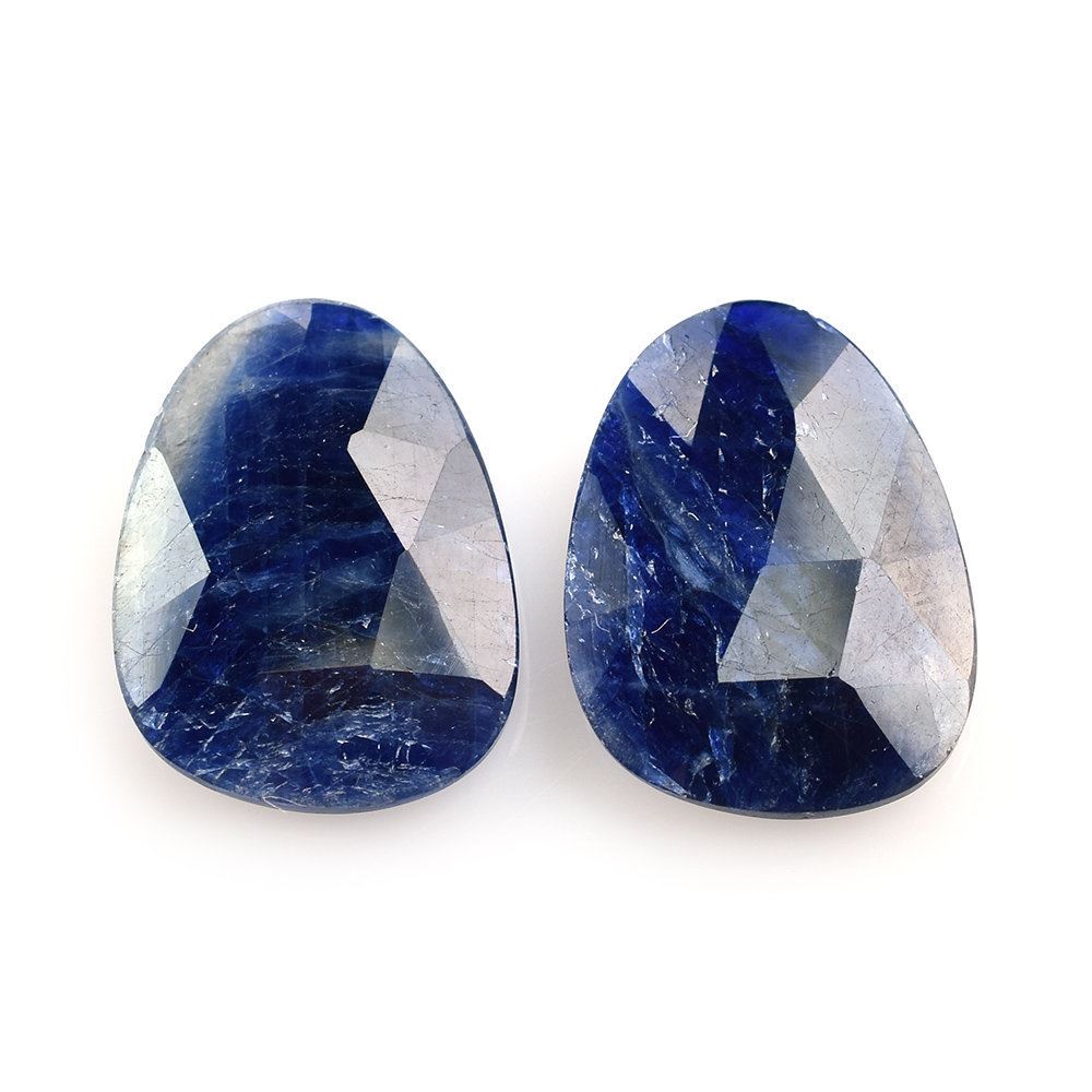 BLUE SAPPHIRE ROSE CUT BRIOLETTE PEARISH 20X15MM 12.29 Cts.
