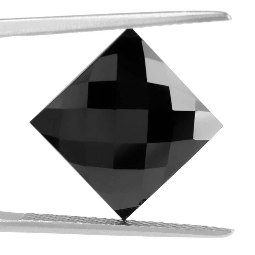BLACK SPINEL CHECKER CUT SQUARE (1ST) 12MM 10.53 Cts.